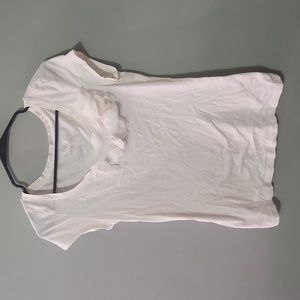 Loft White T Shirt Flower Appliqué